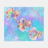 Teddy Bears tanzen in Regenbogenkleider für Mädche Fleecedecke (Vorderseite (Horizontal))