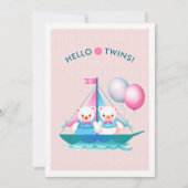 Teddy Bears Twin Girl & Boy Baby Shower Einladung (Vorderseite)