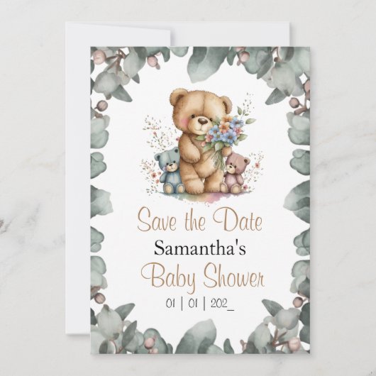 Teddy Bears Twins Wasserfarbe Datum Postkarte (Vorderseite)