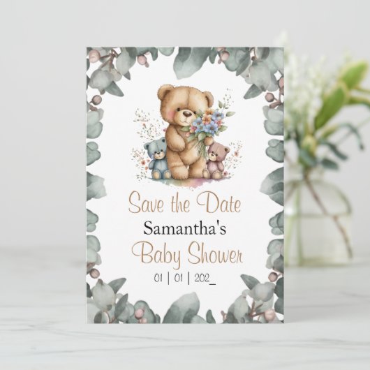 Teddy Bears Twins Wasserfarbe Datum Postkarte (Stehend Vorderseite)