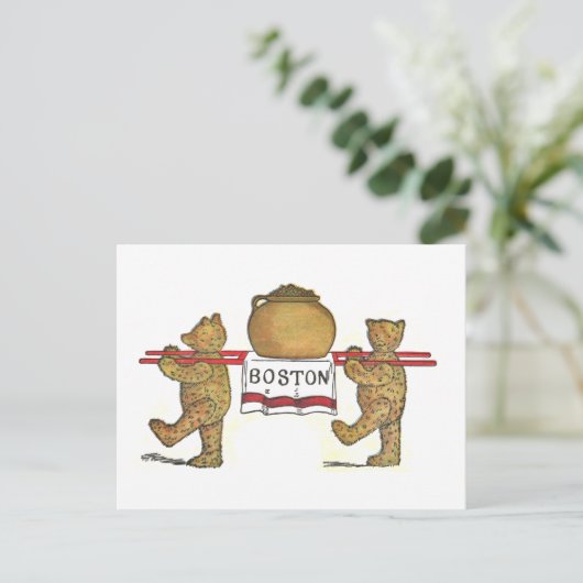 Teddy Bears und Boston Bean Pot Postkarte (Stehend Vorderseite)