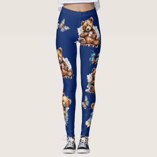 Teddy Bears und Butterfliegen Leggings (Vorderseite)