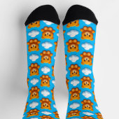 Teddy Bears und Wolken auf blauem Hintergrund Socken (Oben)