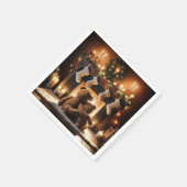 Teddy Bears vor einem Weihnachtsfeuer Serviette (Ecke)