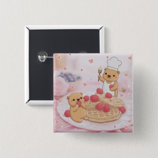 Teddy Bears & Waffles Button (Vorne & Hinten)