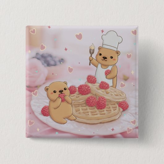 Teddy Bears & Waffles Button (Vorderseite)