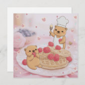 Teddy Bears & Waffles Feiertagskarte (Vorne/Hinten)
