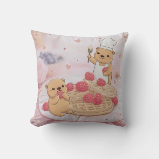 Teddy Bears & Waffles Kissen (Vorderseite)