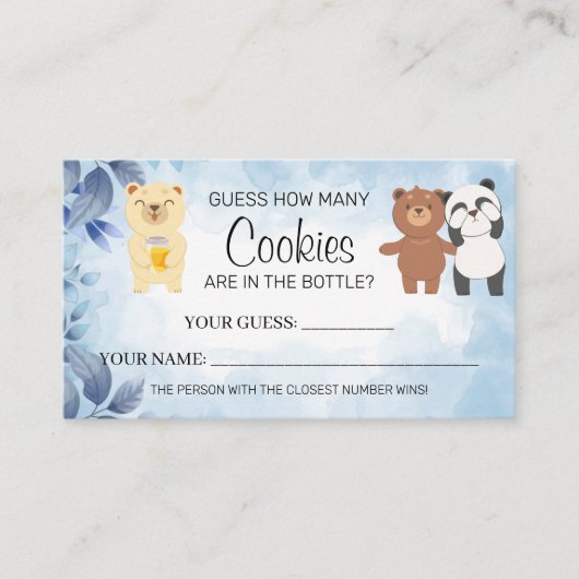 Teddy Bears Wie viele Cookies Baby Shower Card Spi Platzkarte (Vorderseite)