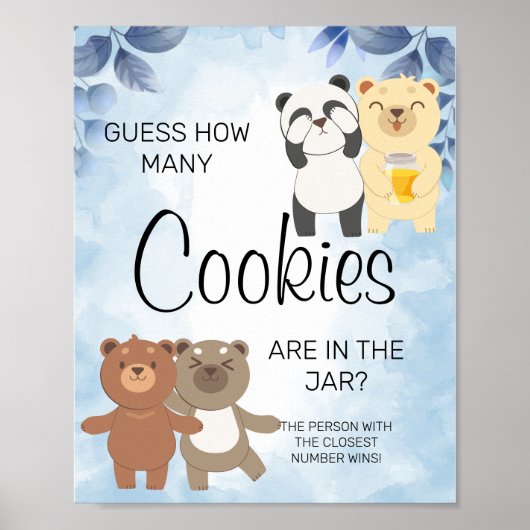 Teddy Bears Wie viele Cookies Baby Shower Game Sch Poster (Vorne)