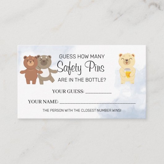 Teddy Bears Wie viele Safety Buttone Babyduschkart Platzkarte (Vorderseite)