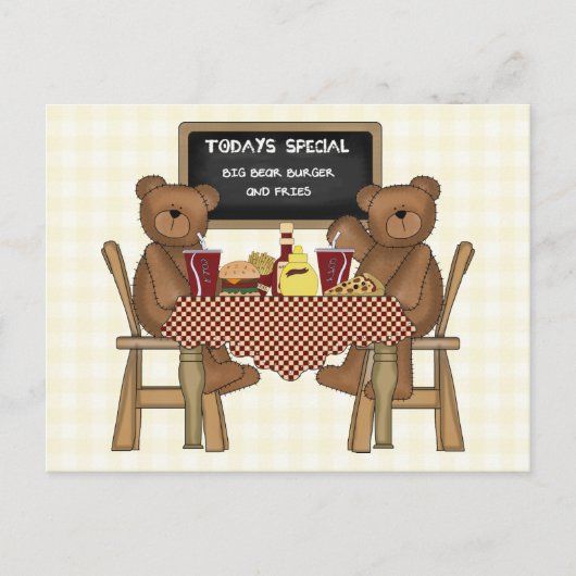 Teddy Bears zum Mittagessen Postkarte (Vorderseite)