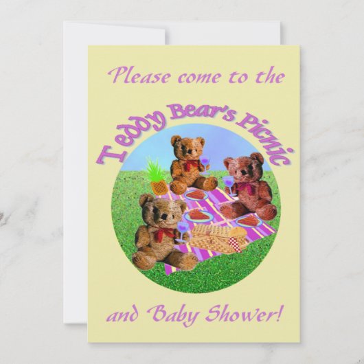 Teddy Bears'Picnic Invitations Template Einladung (Vorderseite)