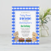 Teddy Bears's Picnic Boy's Birthday Party Einladung (Stehend Vorderseite)