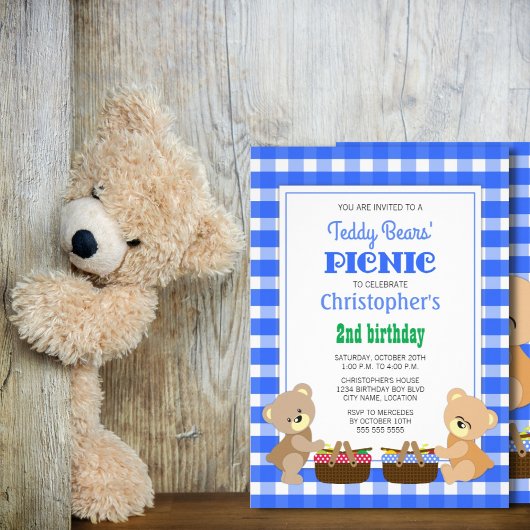 Teddy Bears's Picnic Boy's Birthday Party Einladung