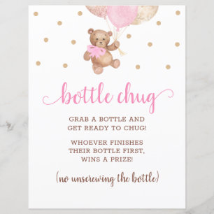 Teddy Beer Pink and Gold Bottle Chug Game