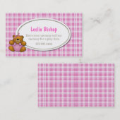 Teddy betreffen rosa karierte Spiel-Datums-Karte Telefonnummerkarte (Vorne/Hinten)