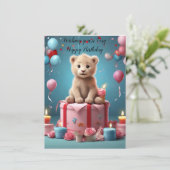 Teddy Birthday Card Einladung (Stehend Vorderseite)