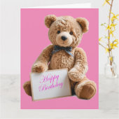 Teddy Birthday Karte (Gelbe Blume)