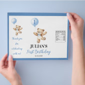 Teddy Blue Balloon Beary Birthday Chip Bag Wrapper Flyer (Hand)