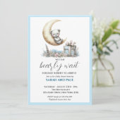 Teddy Blue Bär können wir schon frühzeitig abwarte Einladung (Stehend Vorderseite)