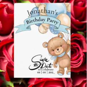 Teddy Blue, Happy Birthday Boy Postkarte
