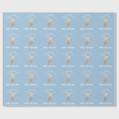 Teddy Boy Balloon Baby Shower Blue Geschenkpapier (Flach)