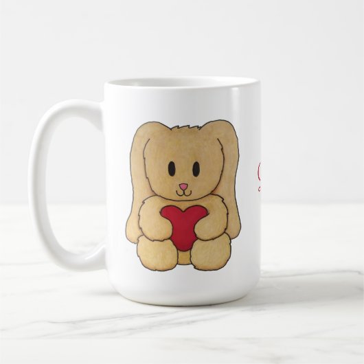 Teddy Bunny mit kuriosigem Namen personalisierter Kaffeetasse (Links)