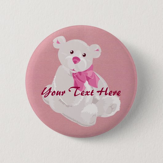 Teddy Button (Weiß und Rosa) (Vorderseite)