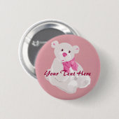Teddy Button (Weiß und Rosa) (Vorne & Hinten)
