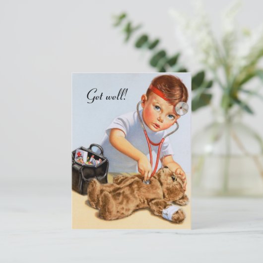 Teddy Checkup Postkarte (Stehend Vorderseite)