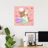 Teddy der Bäcker mit Macarons Poster (Heimbüro)