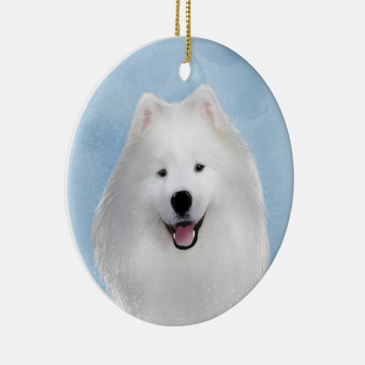 Teddy der Samoid Keramik Ornament (Rechts)