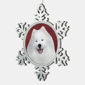 Teddy der Samoid Schneeflocken Zinn-Ornament (Rechts)