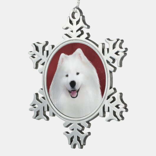 Teddy der Samoid Schneeflocken Zinn-Ornament (Rechts)