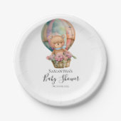 Teddy Floral Boy Heißluftballon Blue Paper Teller (Vorderseite)