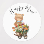 Teddy Foral Boy Rustic Happy Mail Baby Dusche Etiketten (Design 1)