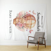 Teddy Foral Girl Balloon Babydusche Hintergrund Wandteppich (Beispiel (Horizontal))