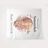 Teddy Foral Girl Balloon Babydusche Hintergrund Wandteppich (Vorderseite (Horizontal))