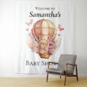 Teddy Foral Girl Balloon Babydusche Hintergrund Wandteppich (Beispiel)