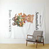 Teddy Foral Girl Rustic Baby Dusche Hintergrund Wandteppich (Beispiel (Horizontal))