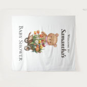 Teddy Foral Girl Rustic Baby Dusche Hintergrund Wandteppich (Vorderseite (Horizontal))