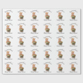Teddy Foral Girl Rustic Baby Shower Geschenkpapier (Flach)