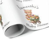 Teddy Foral Girl Rustic Baby Shower Geschenkpapier (Rolleneckpunkt)