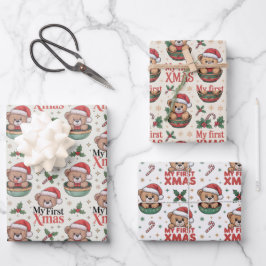 Teddy für das erste Weihnachten des Babys Geschenkpapier Set
