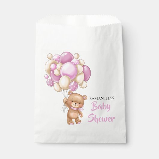 Teddy Girl Babydusche - weiß Geschenktütchen (Vorderseite)