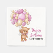 Teddy Girl Happy Birthday - White Serviette (Vorderseite)
