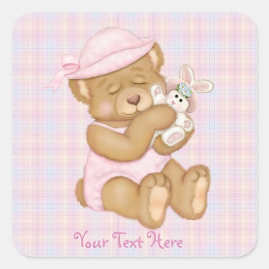 Teddy Girl Oaster Quadratischer Aufkleber (Vorderseite)