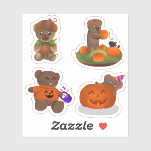 Teddy Halloween-Kollektion - Sticker-Pack Aufkleber (Blatt)