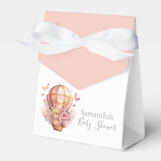Teddy Hot Air Ballon Pink Bearly Wait Gefälligkeit Geschenkschachtel (Vorderseite)